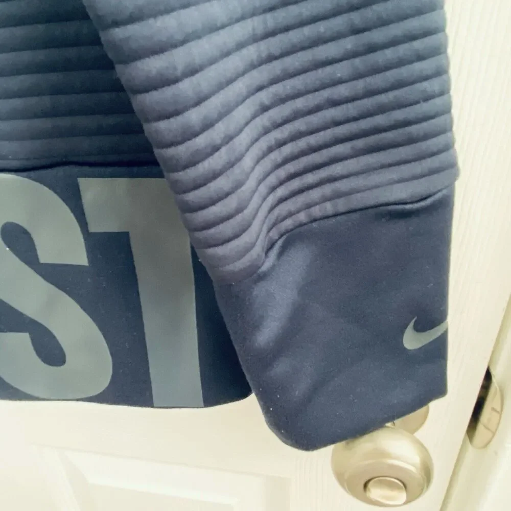 Nike Sweatshirt Dri Fit Shirt Womens Just Do It Size M Knit Ribbed Navy Pockets